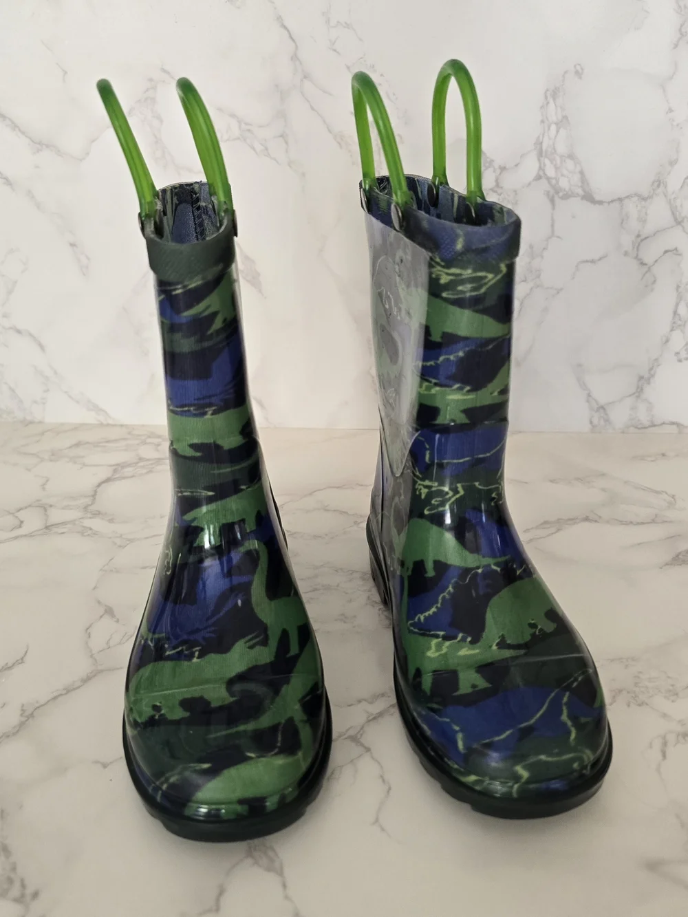 Members Mark Kids Light-Up Dinosaur Rain Boots with Pull Handles - Size 9/10
